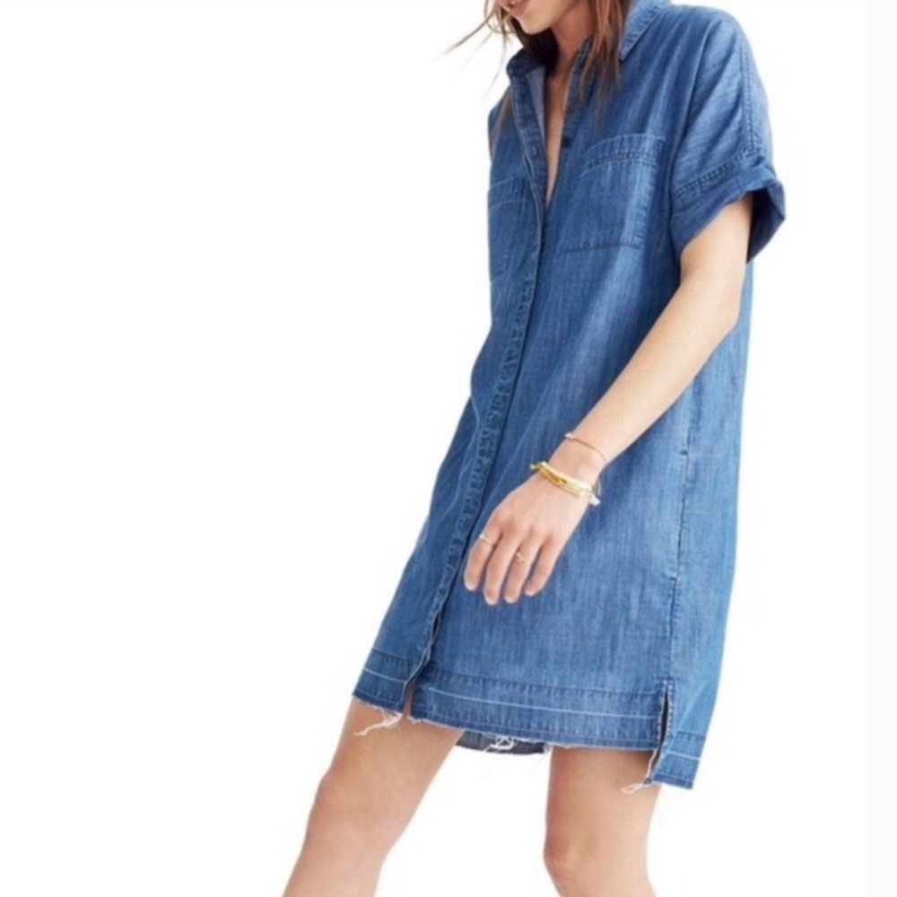 MADEWELL Chambray Denim Shirt Dress